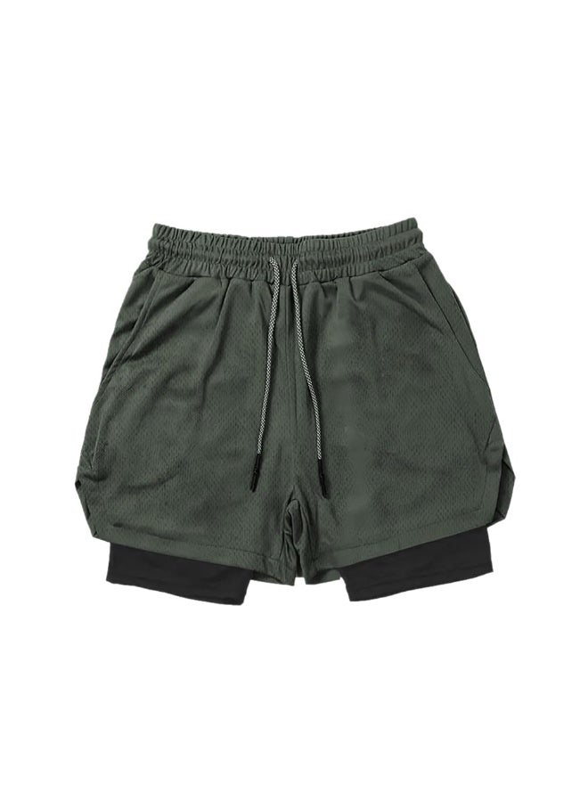 ناكسوس شورتات رياضية للرجال، شورتات رياضية للجري للرجال، شورتات رياضية برباط للرجال، شورتات رياضية فضفاضة بطبقتين وأربعة جيوب - Image 1